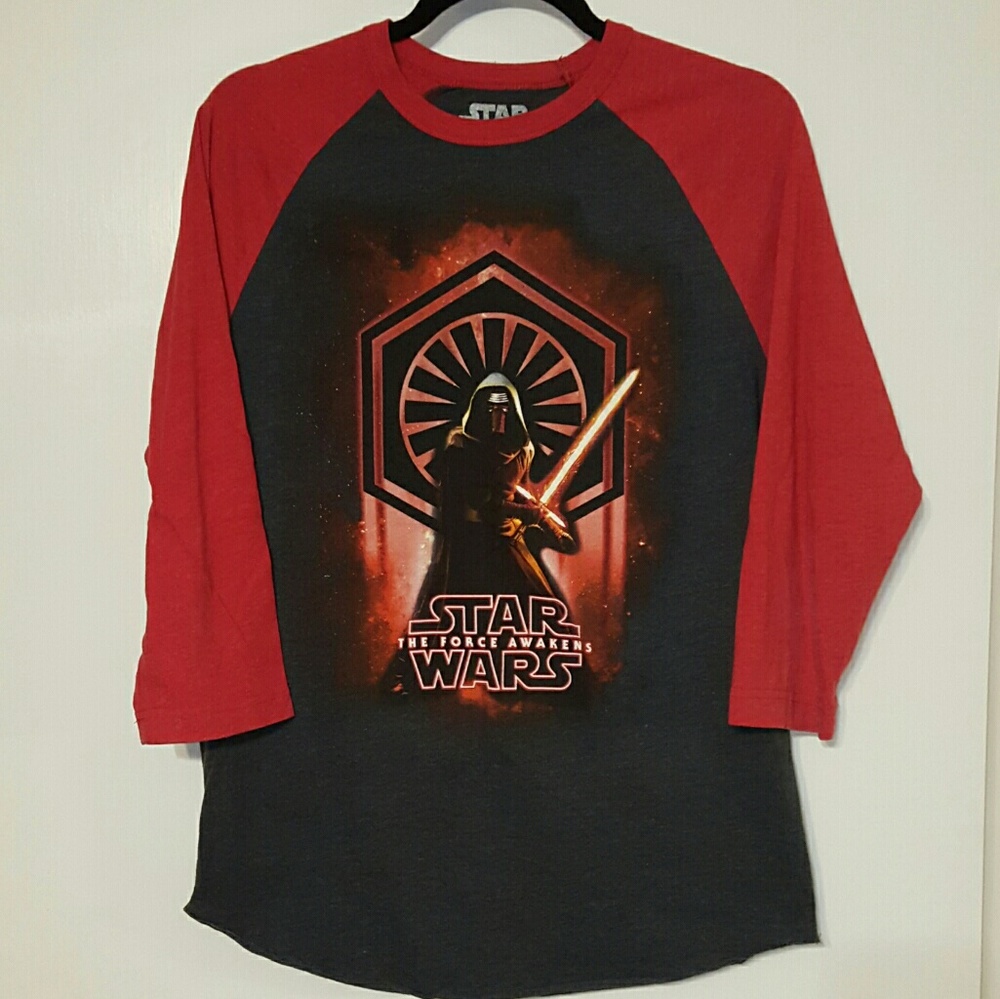 Star Wars Kylo Ren Red/Blk 3/4 Sleeve TShirt Sz M